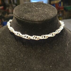 Faux Sterling Silver Twisted Rope Chain Choker